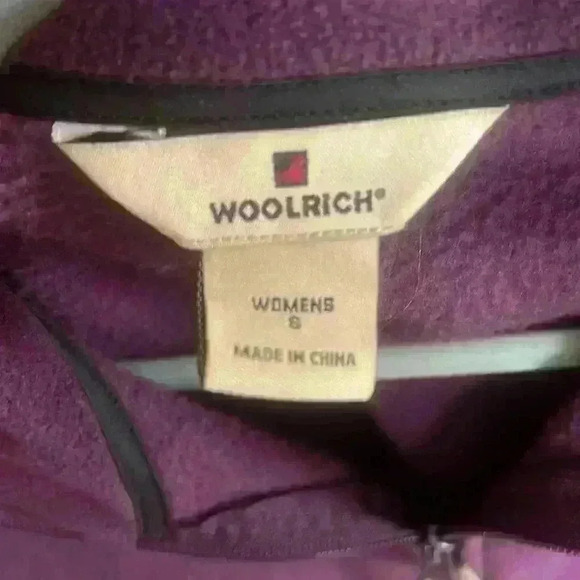 Woolrich Full Zip Fleece Vest, Dark Wineberry, Size Small - Picture 2 of 6